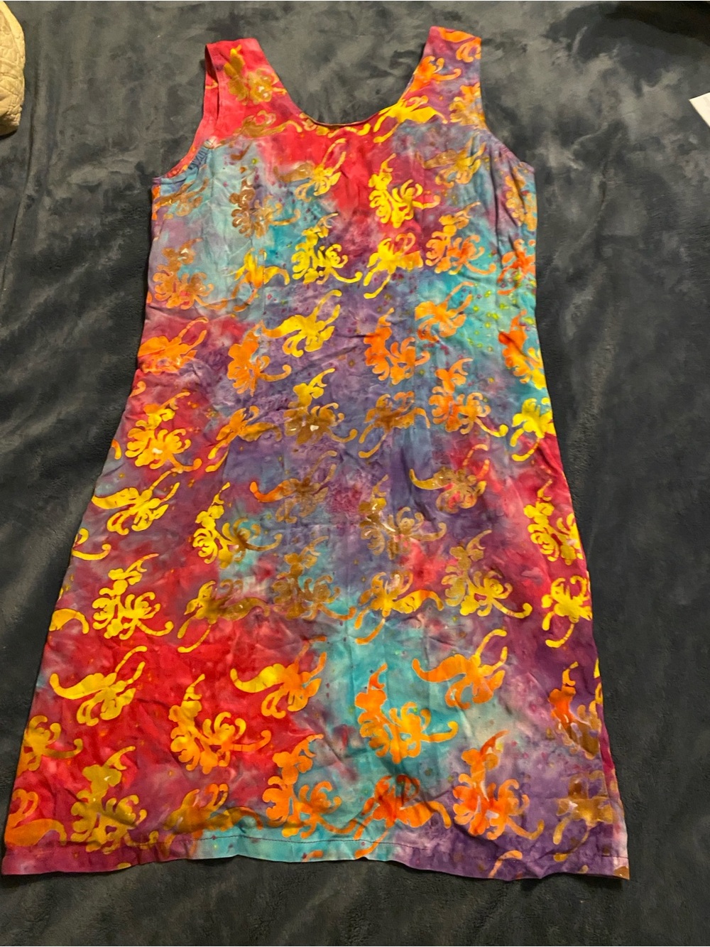 Tropical tantrum Vibrant Multicolor Tie-Dye Floral Tank Dress